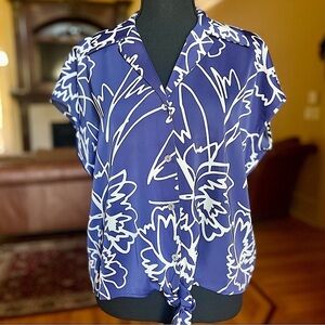 Rachel Zoe Abstract Print Tie Front Blouse
